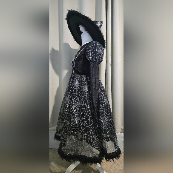 Girls Black and White Spider Web Witch Costume - Picture 2 of 6